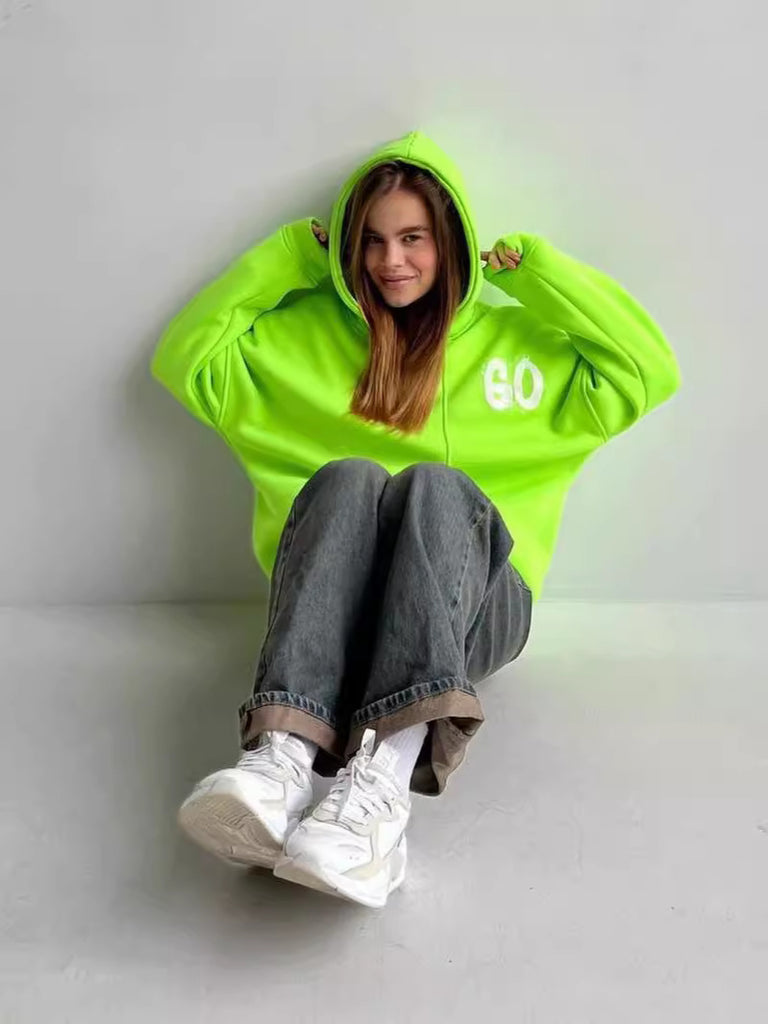 Damen bequemer Oversized Hoodie mit Kängurutasche und hochwertiger Baumwollmischung WW