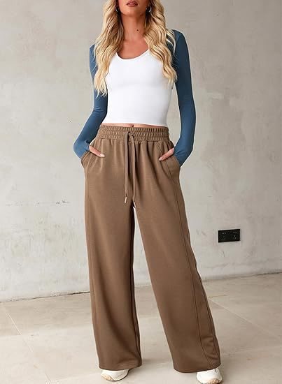 Damen Bequeme und lässige Freizeithose mit elastischem Bund und seitlichen Taschen WW