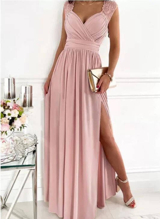 Glamouröses Rüschen-Abendkleid mit V-Ausschnitt &amp; Schlitz