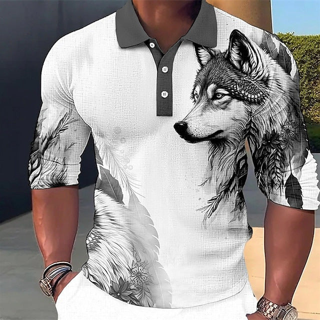 Herren Polo-Shirt mit einzigartigem Wolfsdesign WW