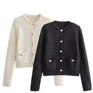 Damen Strickjacke mit dekorativen Knöpfen und Taschen WW