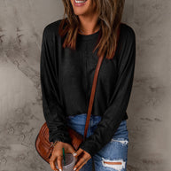 Damen lässiges Sweatshirt mit weitem Schnitt und strukturiertem Material WW