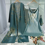 Damen Satin-Kimono und Nachthemd-Set mit floralem Design WW