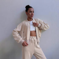 Damen Sportliches Fleece-Set mit hohem Kragen und praktischen Seitenschlitzen WW