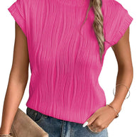 WW | Einfarbiges Rundhalsausschnitt Loose Kurzarm T-Shirt Top