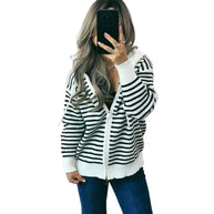 Damen Sportlicher Hoodie mit Streifenmuster und lässigem Schnitt WW