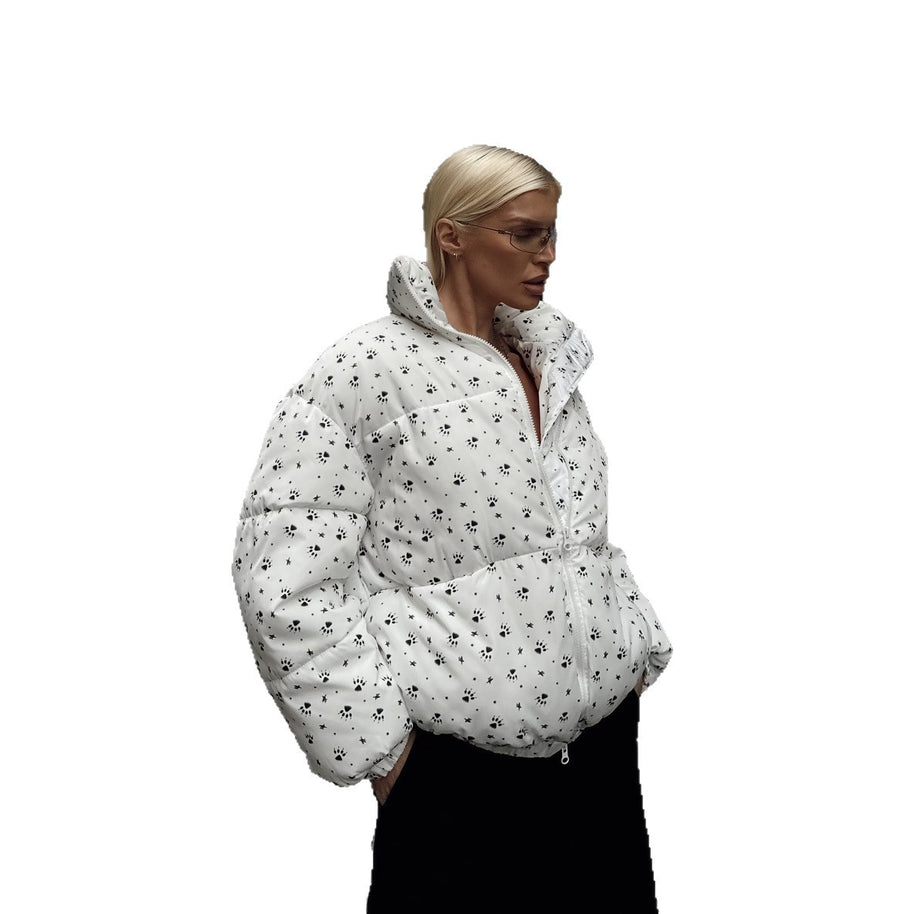 Damen Steppjacke mit floralen Mustern und hohem Kragen WW