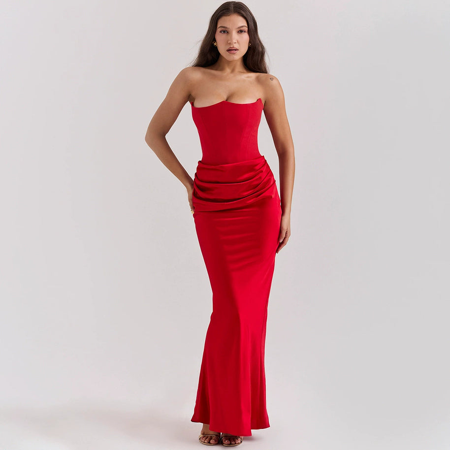 WW | Strapless Pink Satin Ballkleid