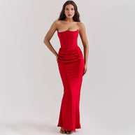WW | Strapless Pink Satin Ballkleid