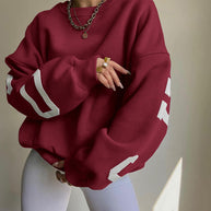 Damen lässiger Oversized Sweater mit kontrastierenden Ärmeln WW