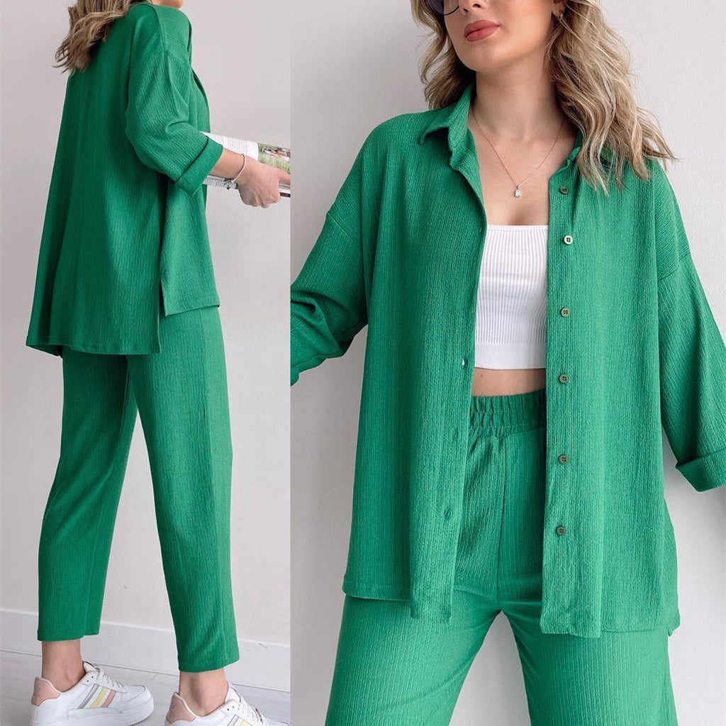 WWMODE | Shirt Hohe Taille Elastische Hose Zweiteiliges Set