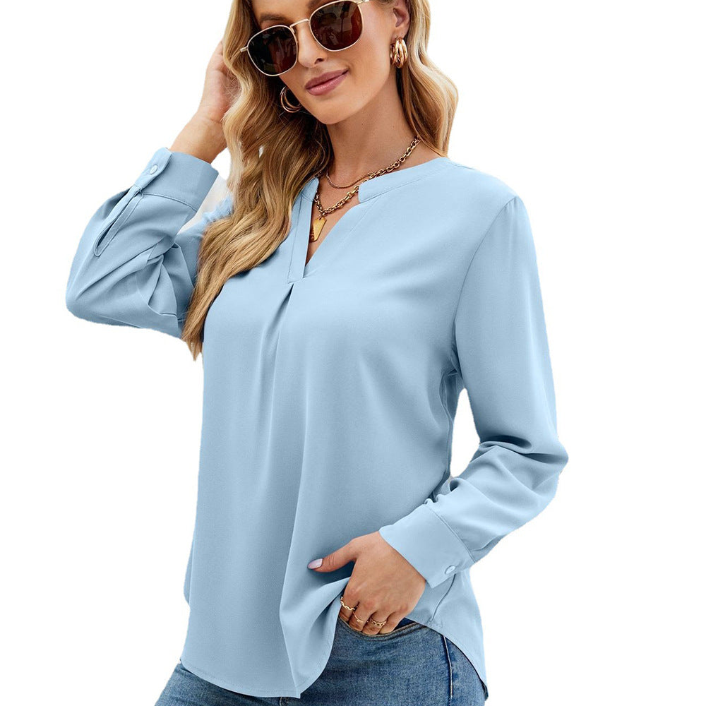 Damen Bluse mit femininer V-Ausschnittgestaltung und elegantem Schnitt WW