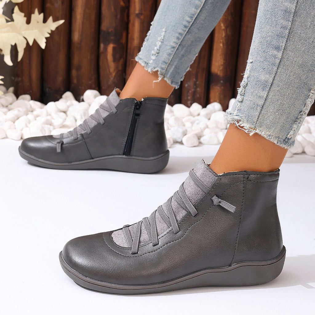 Damen Schnürstiefeletten mit rutschfester Sohle und atmungsaktivem Mesh-Einsatz WW