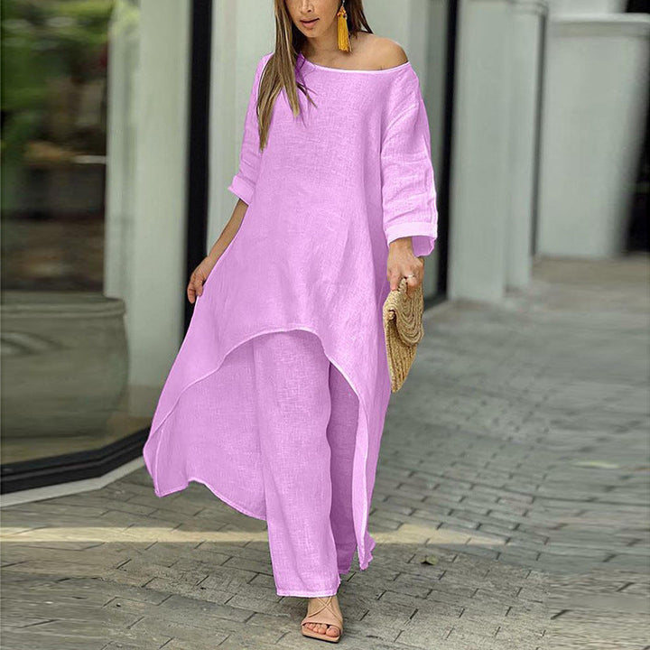 Damen lässiges Oberteil mit asymmetrischem Schnitt und eleganter Langarmoptik W&W Mode