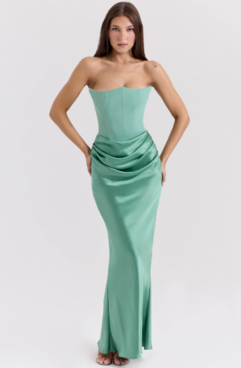 WW | Strapless Pink Satin Ballkleid