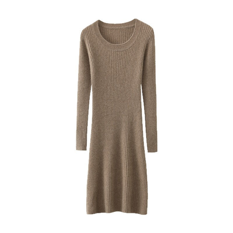 Damen Strickkleid mit feiner Rippstruktur und tailliertem Schnitt WW