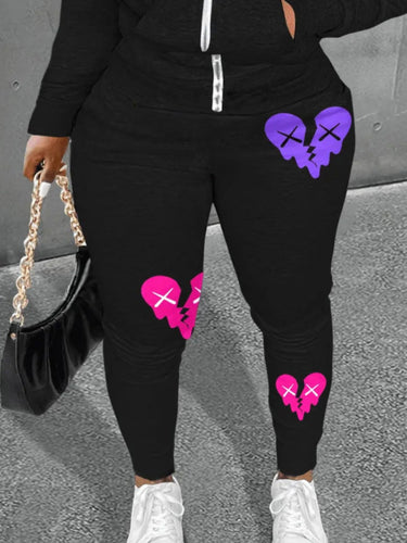 Damen Bequeme Sweatpants mit kreativen Herzmotiven WW