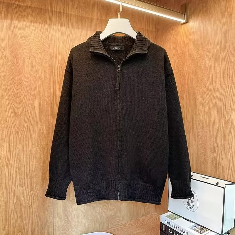 Damen Strickjacke mit hohem Kragen und Reißverschluss WW