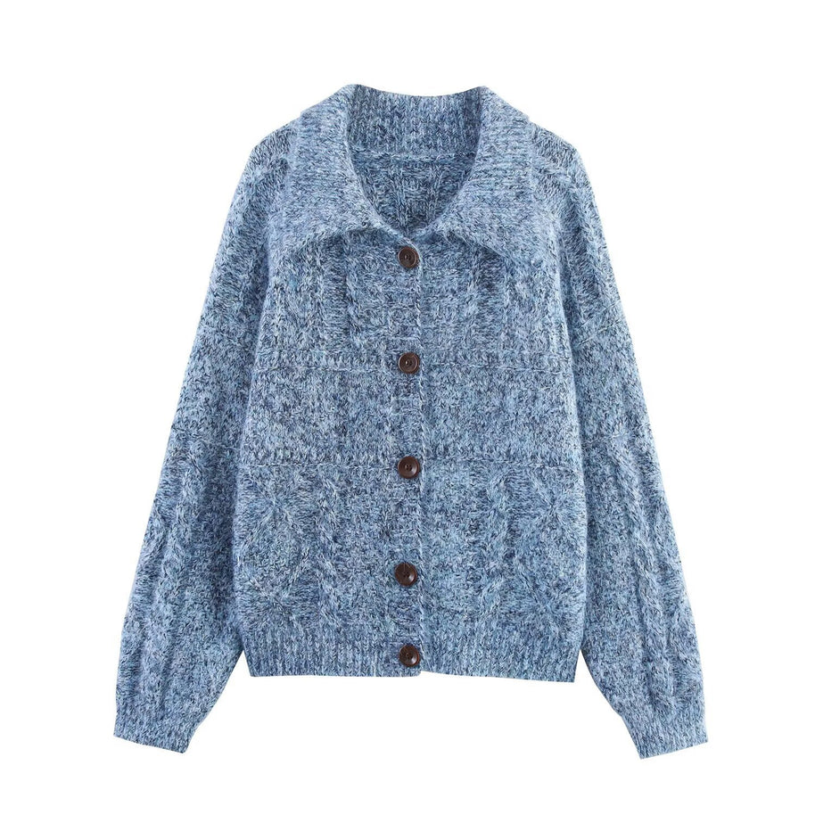 Damen Strickjacke mit schickem, weichem Stoff und dekorativen Knöpfen WW