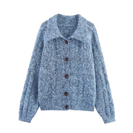 Damen Strickjacke mit schickem, weichem Stoff und dekorativen Knöpfen WW