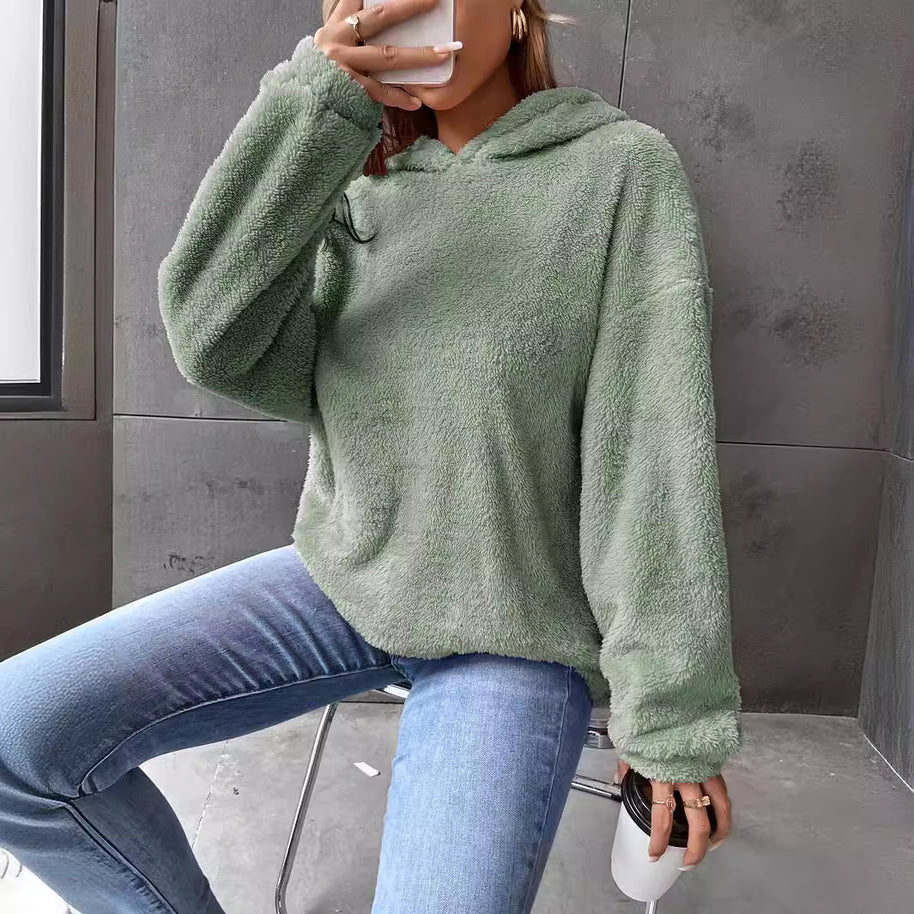 Damen Kuscheliger Hoodie mit Peter Pan Kragen WW