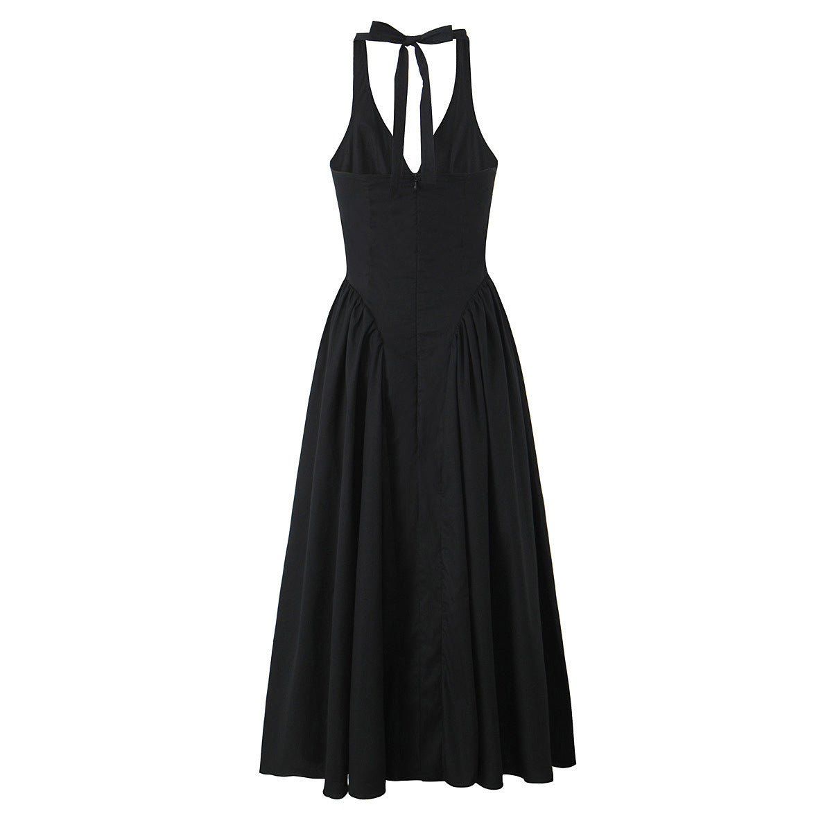Damen A-linien Midi-Kleid mit tiefem V-Ausschnitt und verspieltem Rückenausschnitt WW