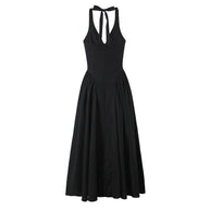 Damen A-linien Midi-Kleid mit tiefem V-Ausschnitt und verspieltem Rückenausschnitt WW