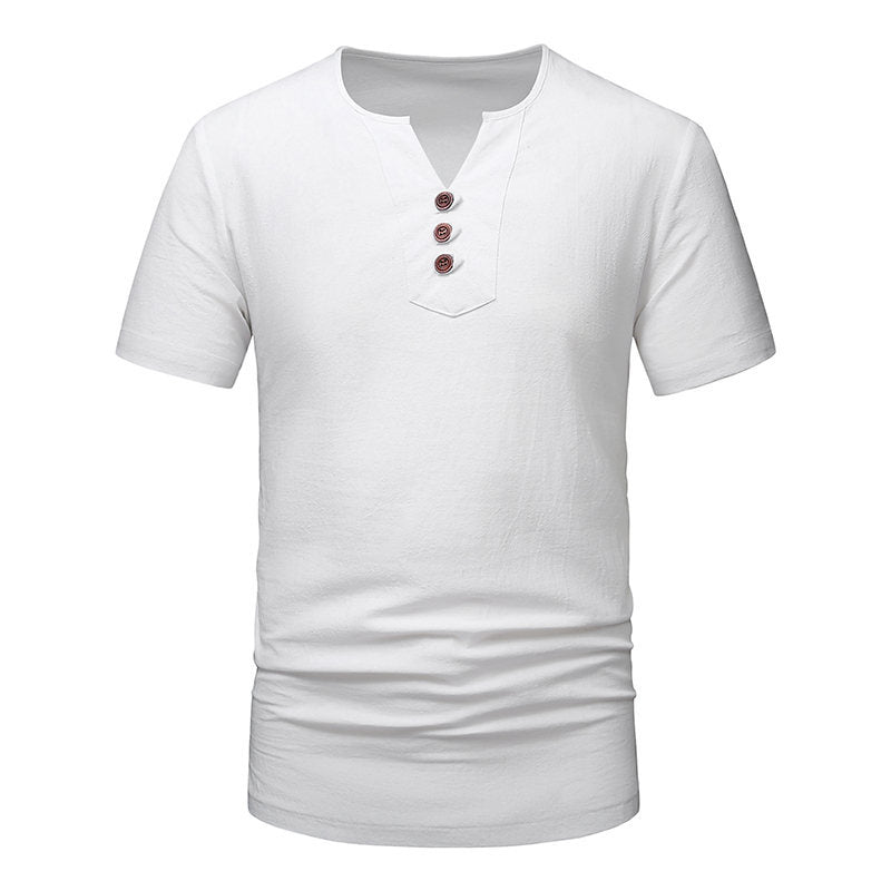 Herren Klassisches Lässiges Henley T-Shirt W&W Mode