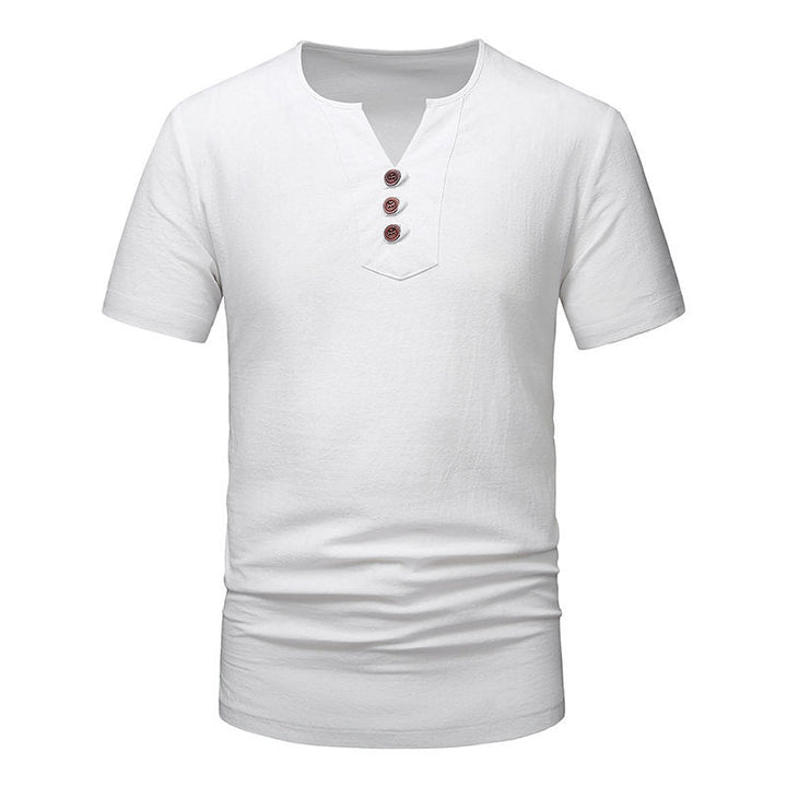 Herren Klassisches Lässiges Henley T-Shirt W&W Mode