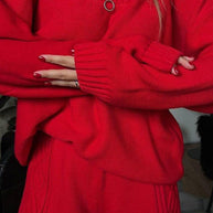 Damen Strickanzug mit halblangem Reißverschluss und Zopfmuster WW