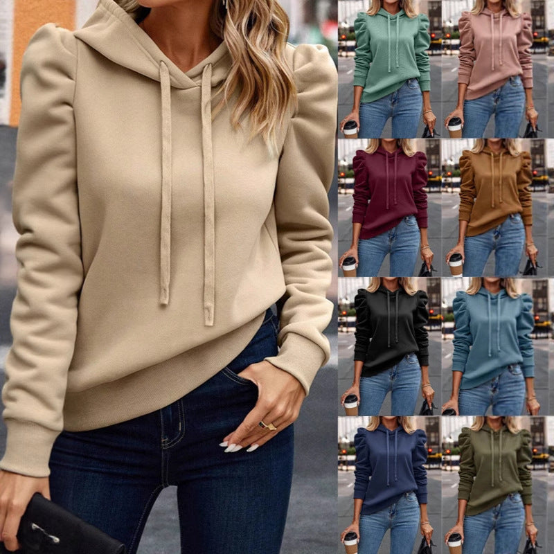 Damen sportlicher Hoodie mit Puffärmeln WW