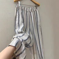 Damen Relaxed Fit Gestreifte Leinen Culottes WW