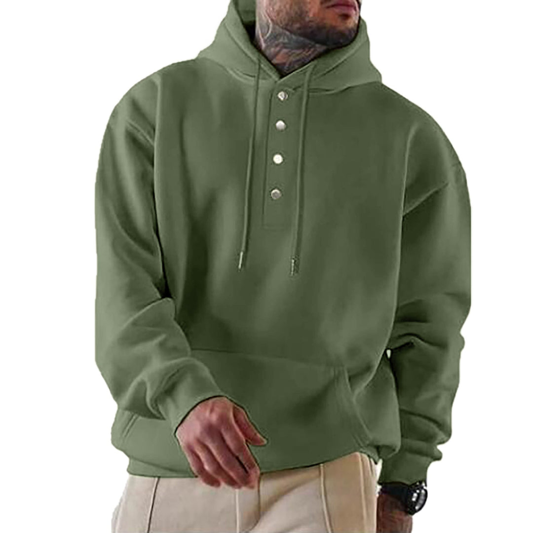 Herren Kapuzenpullover mit Knopfleiste und XXL-Passform W&W Mode