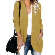 Damen Strickjacke mit offenem Schnitt und seitlichen Taschen WW