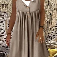 Damen Sommerliches Freizeitkleid mit dekorativen Knopfdetails und ausgestelltem Rock WW