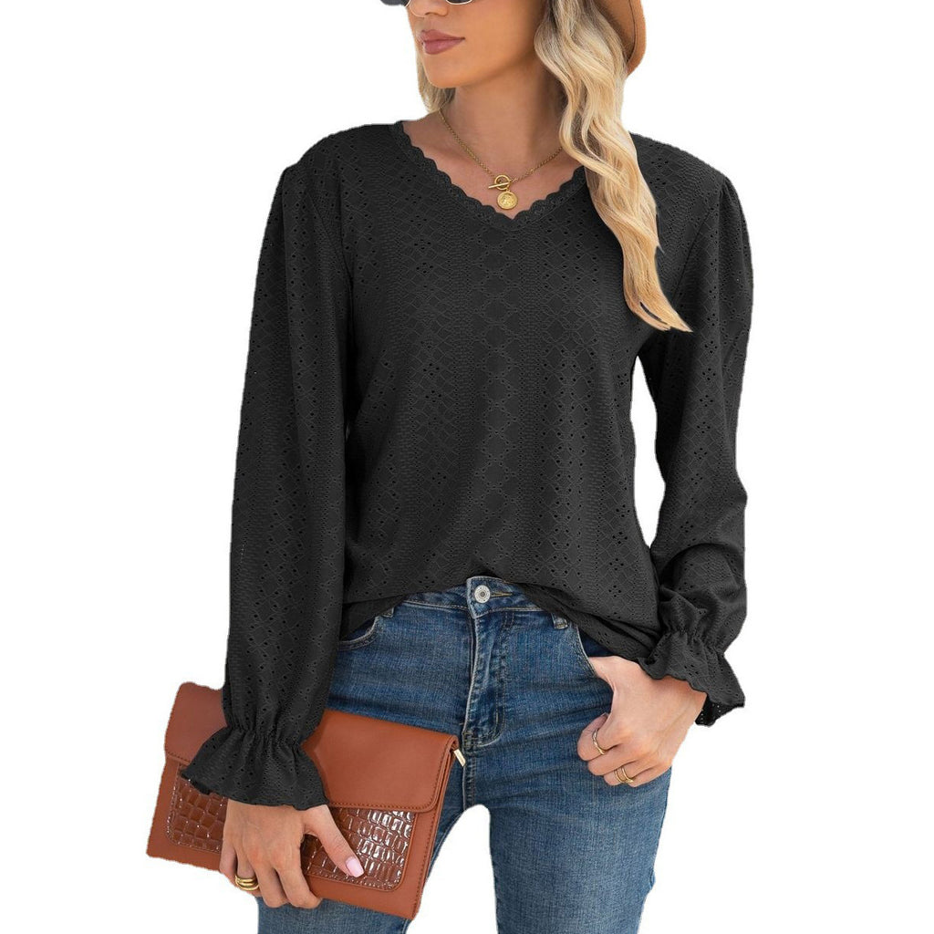 Damen Bluse mit feinem Lochmuster und voluminösen Ärmelabschlüssen WW
