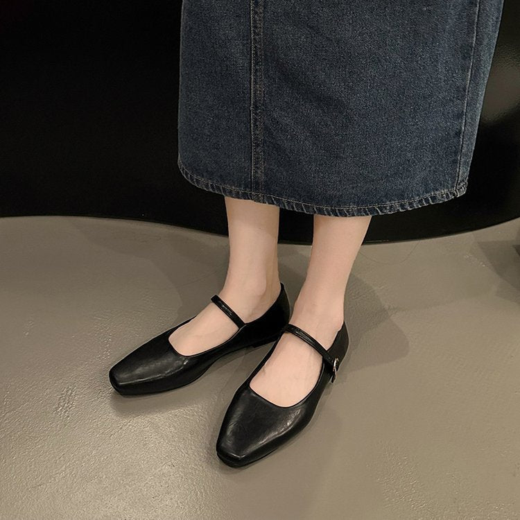 Damen-Mary-Jane-Ballerinas mit Riemchen und gepolsterter Innensohle