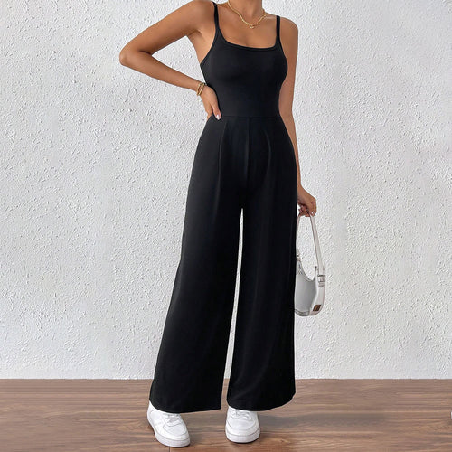 Damen legerer Jumpsuit mit schmalen Spaghetti-Trägern und fließendem Schnitt W&W