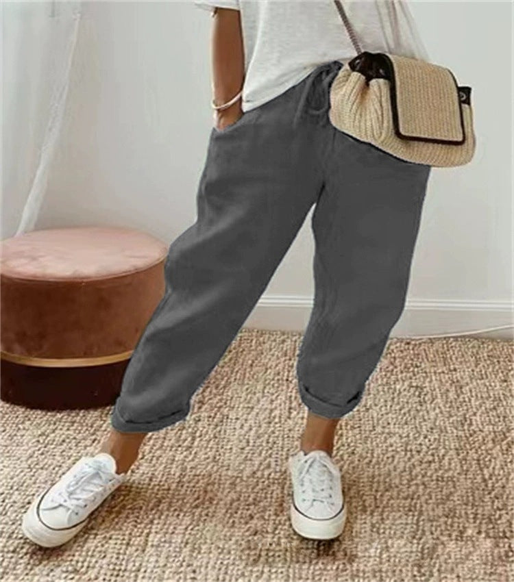 Damen Bequeme und lässige Chino-Hose mit elastischem Bund WW