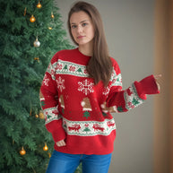 Damen Weihnachts-Pullover mit festlichen Motiven und weichem Strick WW