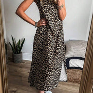 Damen Maxikleid mit modernem Leo-Print und praktischen Taschen WW