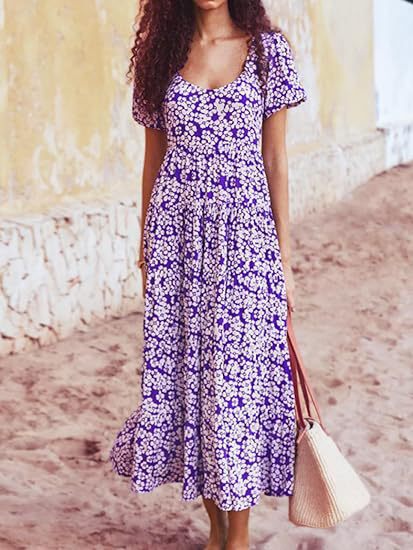 Damen Maxikleid mit Rüschendesign und floralem Muster W&W Mode