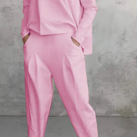 Damen lässiger Zweiteiler mit weitem Schnitt und Taschen