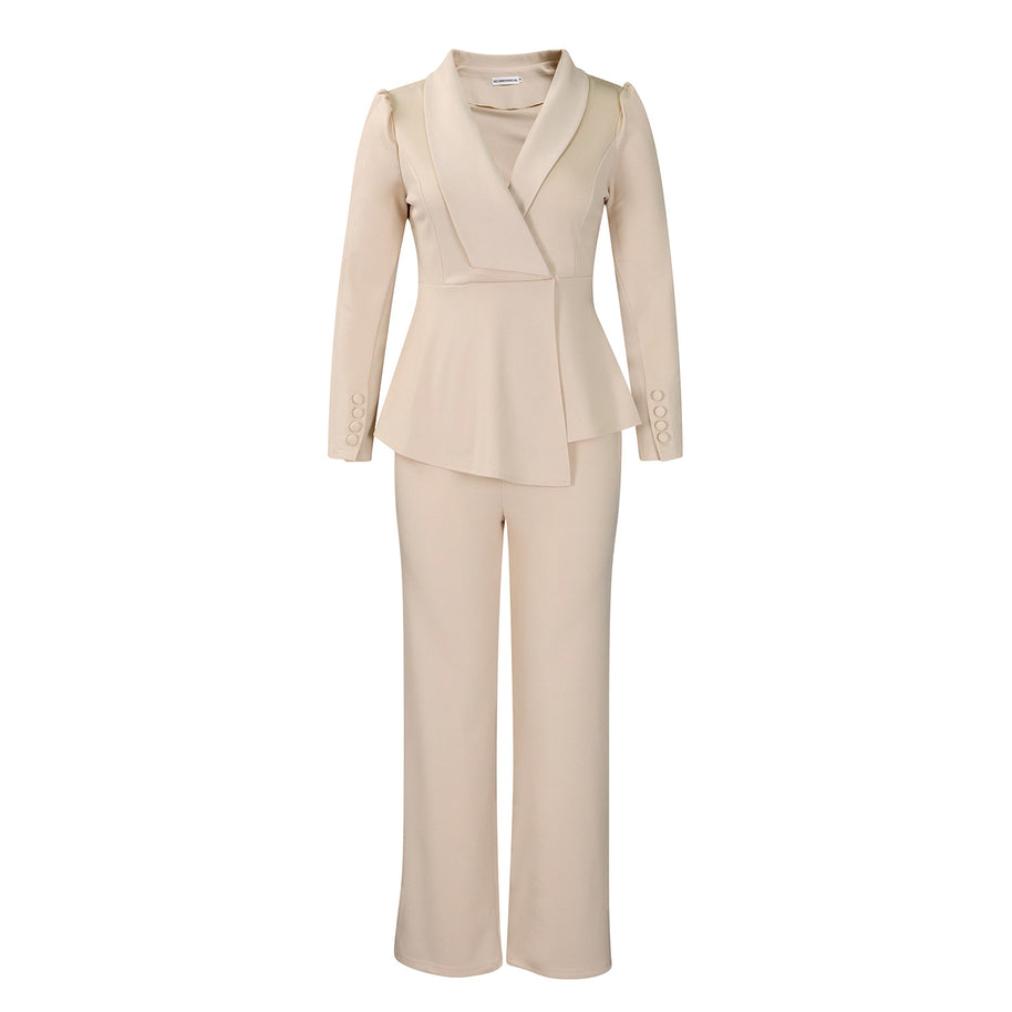 Damen Anzug mit elegantem Blazer und weitem Hosenbein WW