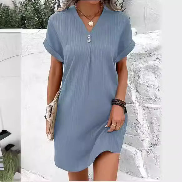 Damen lässiges Midi-Kleid mit Knopfdetails WW