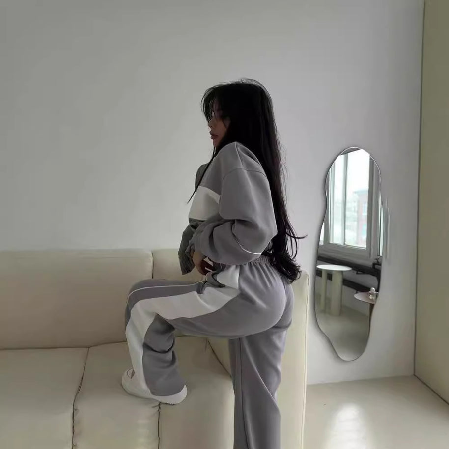 Damen sportliches Freizeit-Loungewear-Set mit Reißverschluss WW