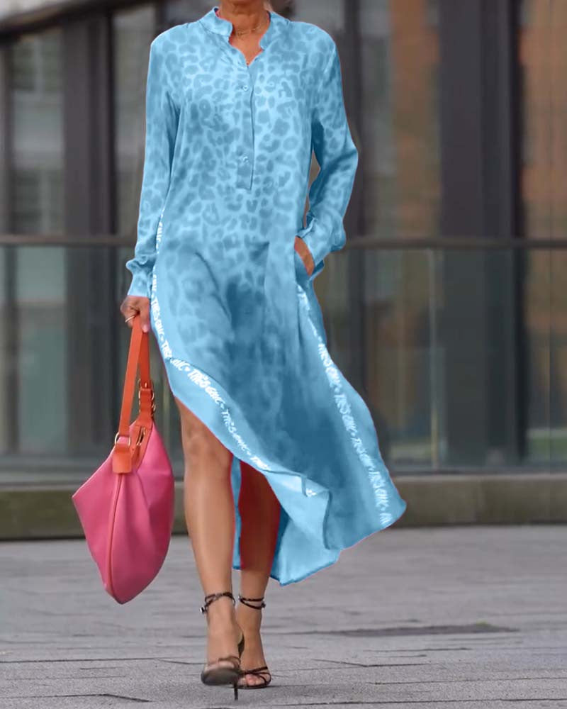 Damen Maxikleid mit lässiger Knopfleiste und animalischen Mustern WW