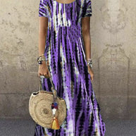 WW | Kurzarm Gemustertes Maxikleid