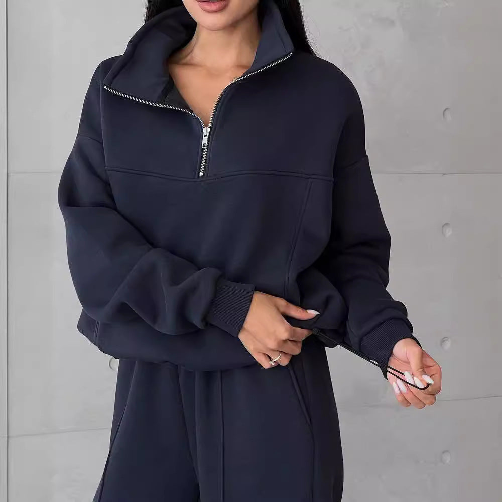 Damen sportliche Kapuzenjacke mit hohem Kragen WW