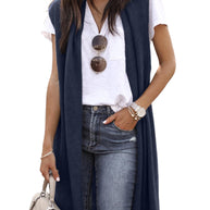 Damen offene Strickjacke mit lässigem Schnitt und langen Seitenpartien WW